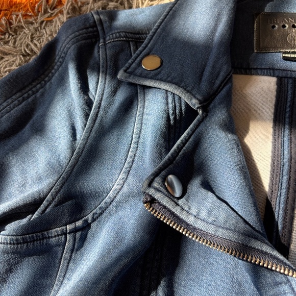BLANK NYC Denim Moto Jacket Small Blue Zip Front Fitted Biker Style Jean Jacket - Picture 13 of 16